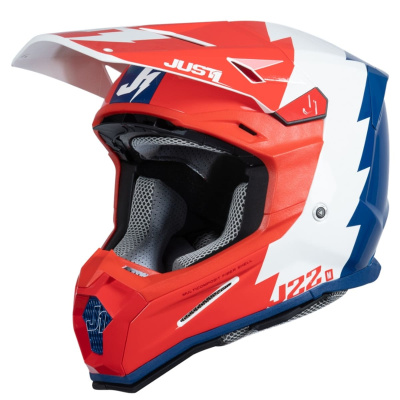 Шлем кроссовый JUST1 J22 F REVOLTE (красный/синий/белый глянцевый, S, 1560035-880-5535)