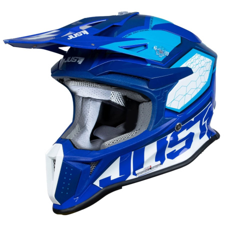 Шлем кроссовый JUST1 J18 HEXA (синий/белый глянцевый, XL, 1560035-880-7056)